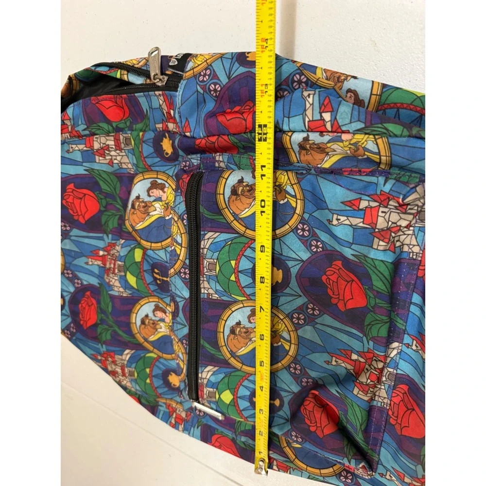 Loungefly Disney Beauty and the Beast Stained Glass Print Backpack Blue Multi